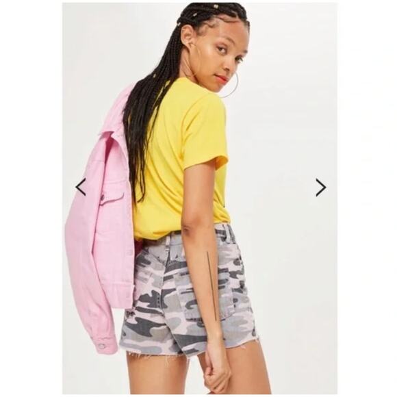 Topshop Moto Camouflage Mom Shorts Size 12 - Picture 6 of 6